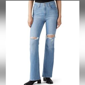 Women’s Levi’s 726 High Rise Flare Light Blue Distressed Jeans Size 26